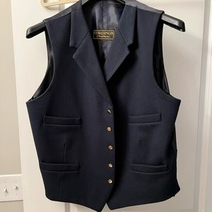 Cordings mens wool vest. 46. Deep navy w/ brass buttons. Exceptional quality.